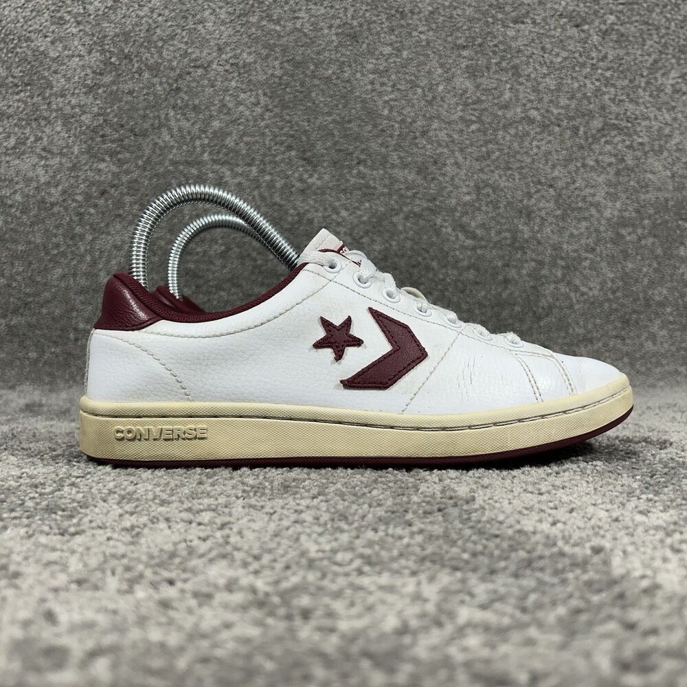 Converse All Star Pro Women’s Sz 6.5 White Red Leather Low Top Skate Shoes Used